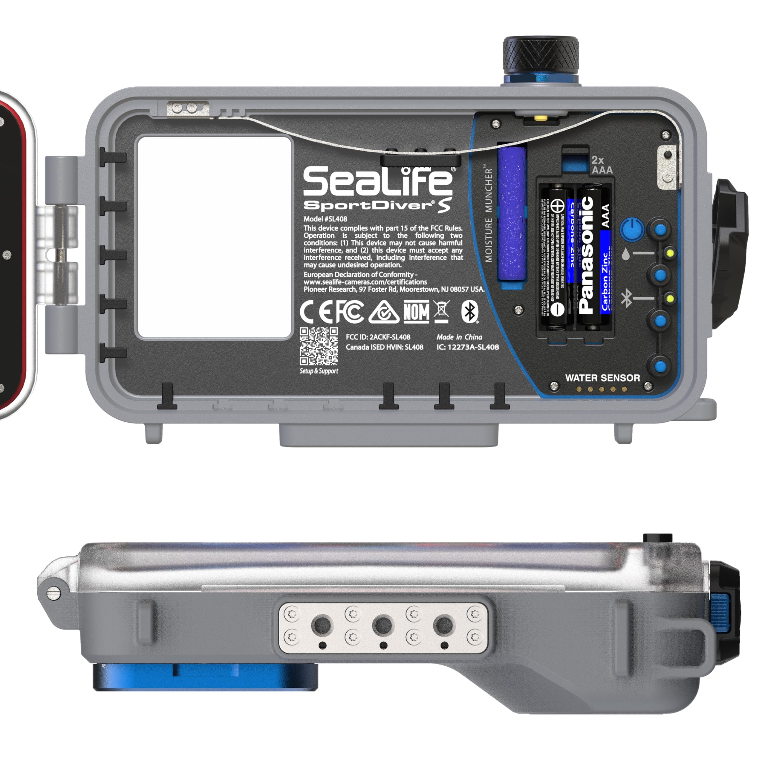 SeaLife SportDiver S Compact Smartphone Scuba Housing – Dive to 100', Waterproof Photography, Easy Camera Controls, with Leak Alarms, Fits All iPhones and Most Smartphones