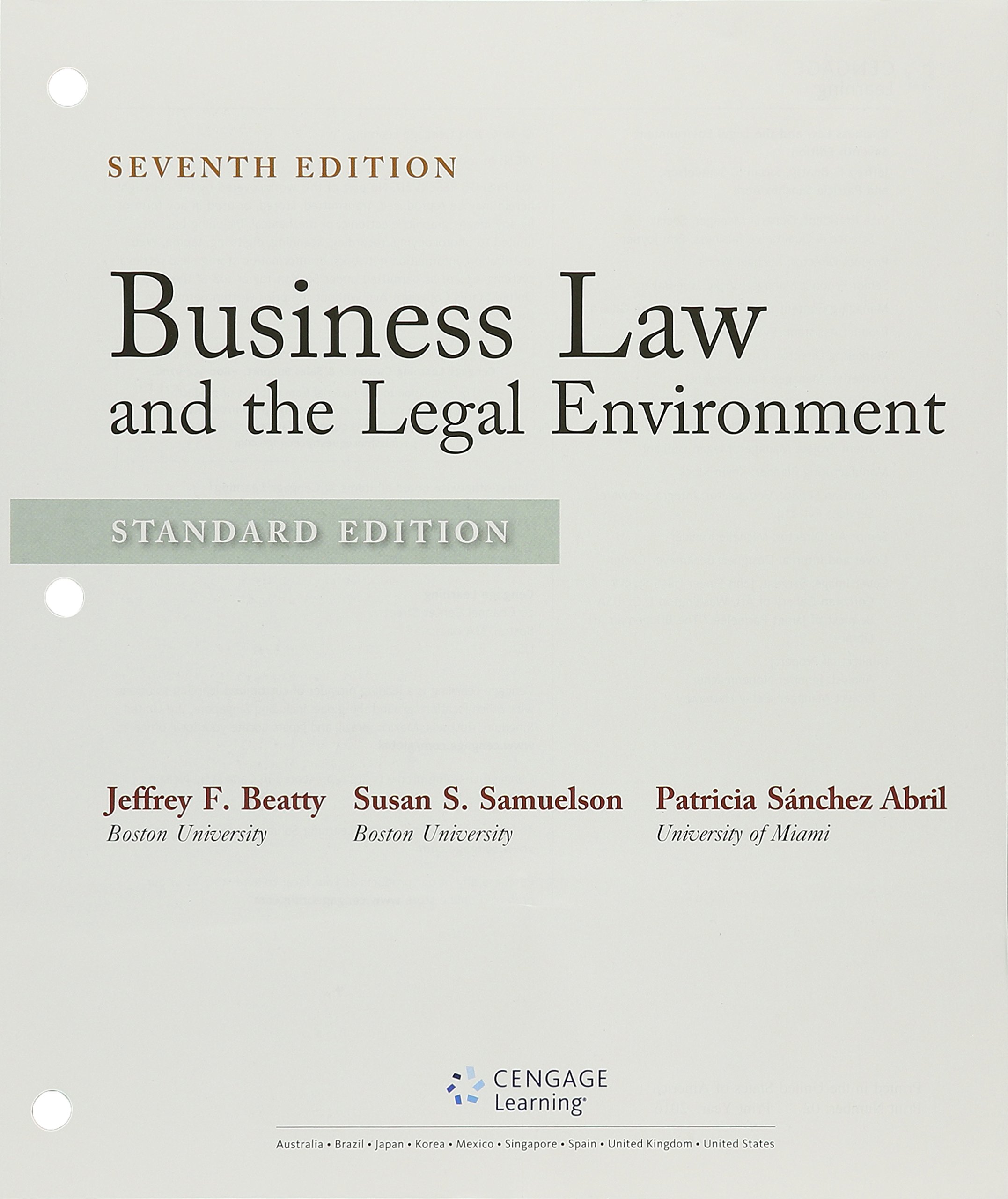 Buy Business Law And The Legal Environment Standard Edition Book