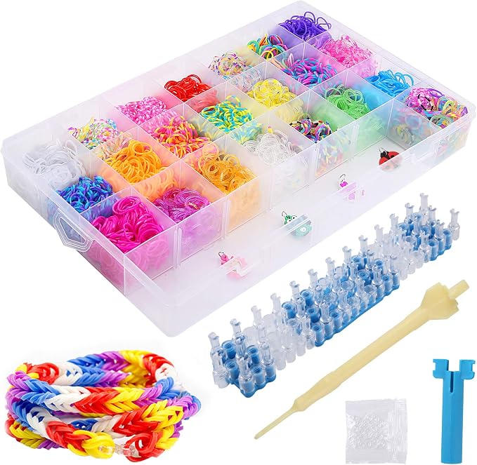 Kit De Pulseras De Gomas Elásticas – Más De 3800 Gomas, Máquina De Tejer, Colgantes, Ideal Para Niños