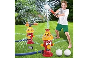 ROUSKY Water Sprinkler Baseball Toy for Kids,Snail/Helicopter Sprinkler Ball Set with 2 Sprinkler Heads,Outdoor Spray Play Water Toys for Backyard Lawn Garden Summer Pool Party Fun (fire Hydrant)