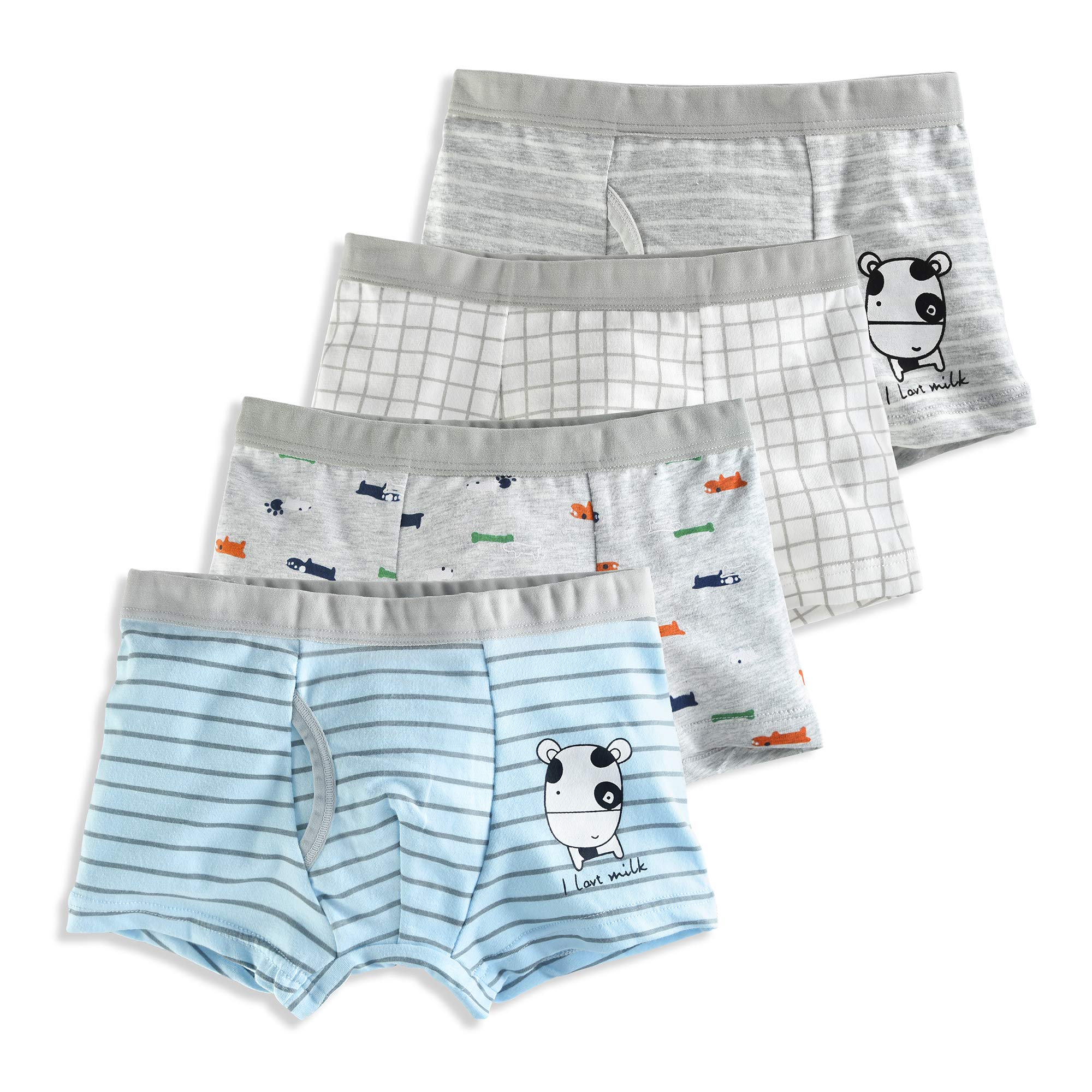 slaixiu Soft Cotton Kids Underwear Cartoon Boys Boxer Briefs 4-Pack (UW75-No.8-120)