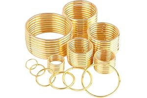 PETKNOWS 60Pcs 6 Sizes Gold Metal O Rings Multi-Purpose Buckle Loop Ring for Hardware Bags DIY Keychains Belts Craft Projects, 15mm, 20mm, 25mm, 32mm, 38mm, 50mm