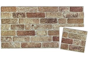 IZODEKOR 3D Wall Panels Brick Effect - Cladding, Stone Look, Styrofoam Facing for Living Room, Kitchen, Bathroom, Balcony, Bedroom, Back of Counter and Teras | Farmhouse Style (10" x 10" Sample)