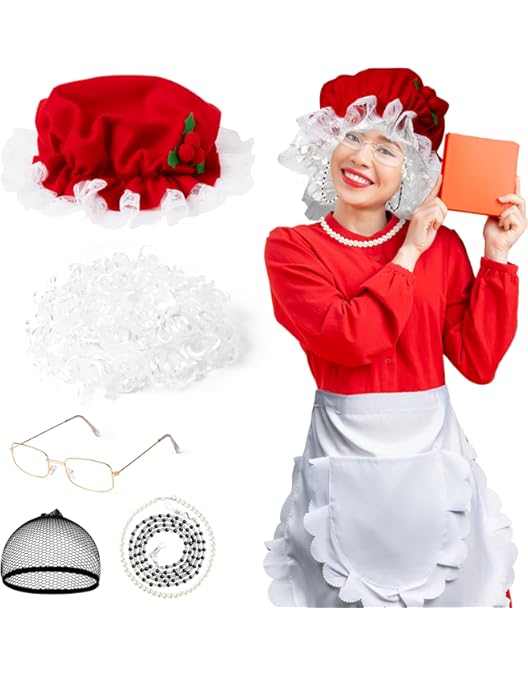 Amazon.com: Shinymoon 6 Pcs Christmas Old Lady Costume for