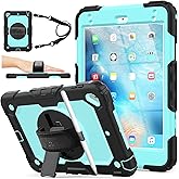 SEYMAC stock Case for iPad mini 5/4 with Screen Protector Pencil Holder [360 Rotating Hand Strap] & Stand, Drop-Proof Case for iPad mini 5th/4th Generation 7.9 inch (SkyBlue+Black)