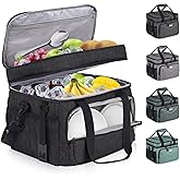 BAVGRED Lunch Box for Men Women,Reusable Large Double Deck Tactical Insulated Lunch Bag with Adjustable Shoulder Strap,Leakproof Tote Cooler Bag for Work Adults Picnic Beach Office-24 Cans