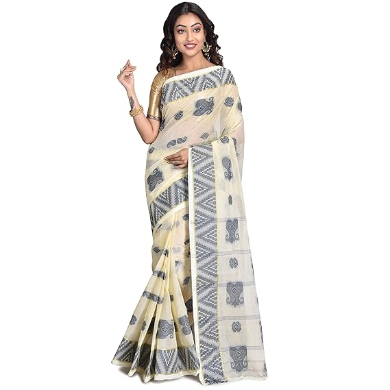 Women's Woven Pure Cotton Saree With Blouse Piece