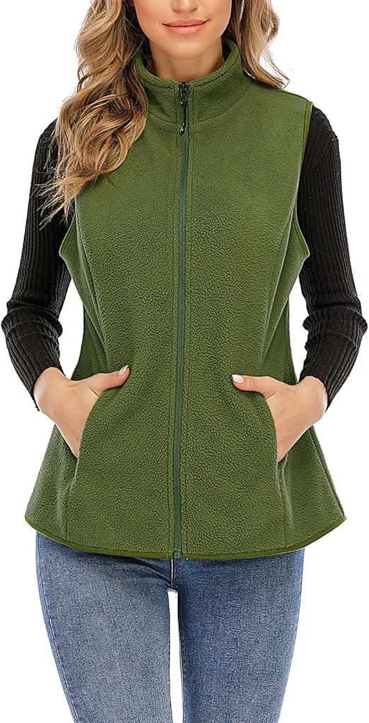Nekosi Women's Fleece Vest StandUp Collar Jackets Outdoor Zip Gilets