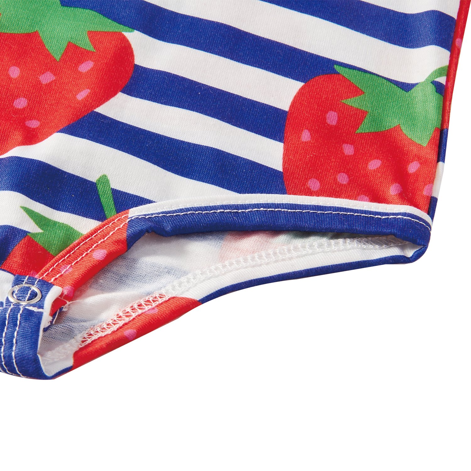 Leapparel Vintage Jumpsuit Long Sleeve Boy Summer Outfit Baby Girl Whlte and Blue Stripe Dress Button Tops, Strawberry, 6-12 Months/Size 80