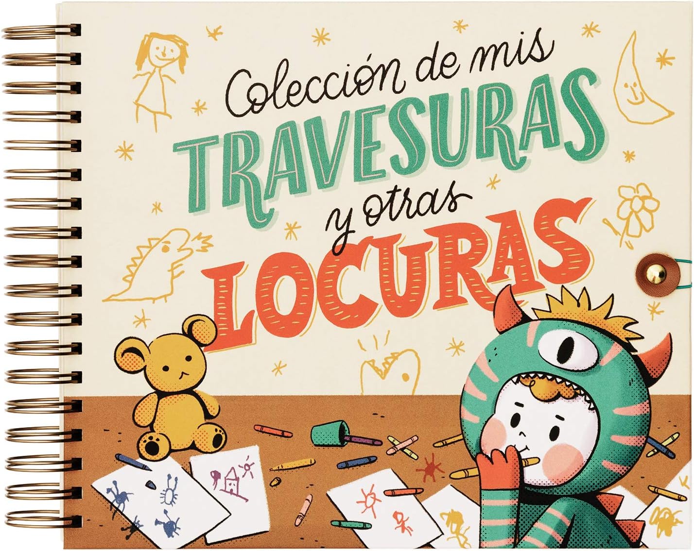 Recuerding - Álbum de Fotos Infantil Travesuras, 64 Páginas (27x24cm) | Moderno y Original | Pegar y Escribir | Tapa Dura | Colecciona Locuras del Peque, Niño, Niña o Bebé | Hecho en España