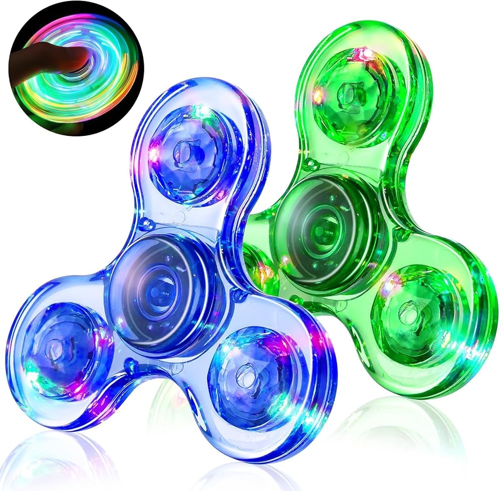 Gigilli LED Fidget Spinner 2 Pack with Lights | Glow in the Dark 7.5 cm