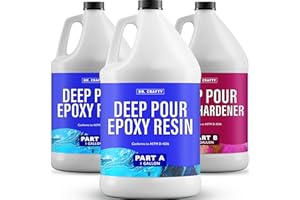 DR. CRAFTY Deep Pour Epoxy Resin (2 Parts Epoxy 1 Part Hardener) Deep Pour Epoxy Resin Kit - 3 Gallon Kit - Deep Pour Resin Epoxy Clear Epoxy Resin Deep Pour - 2 Part Epoxy Casting Resin