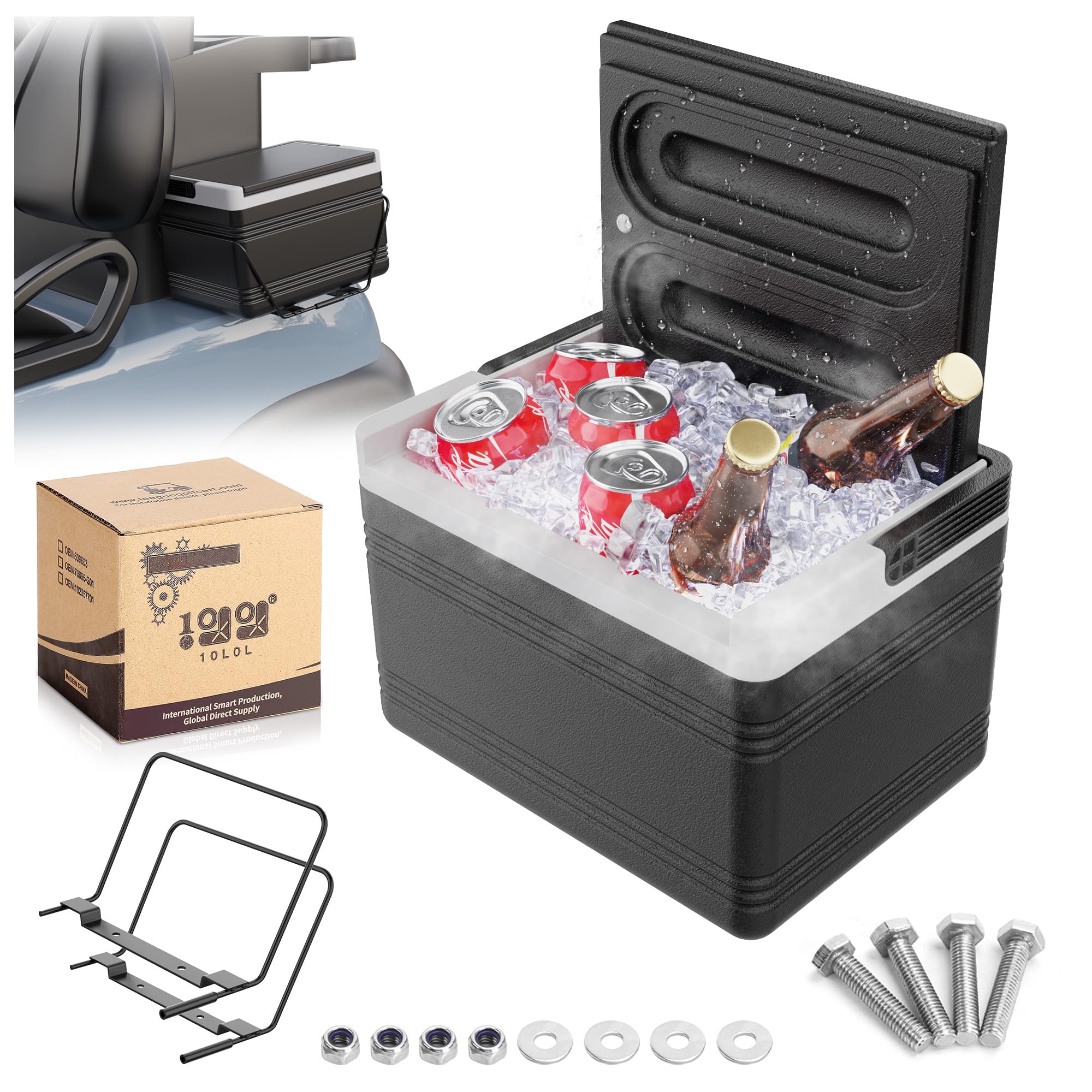 Photo 1 of 10L0L Golf Cart Ice Cooler with Universal Mounting Bracket Kit - Portable 8L Capacity Cooler for Extended Cooling and Insulation,for Yamaha,EZGO,Club Car