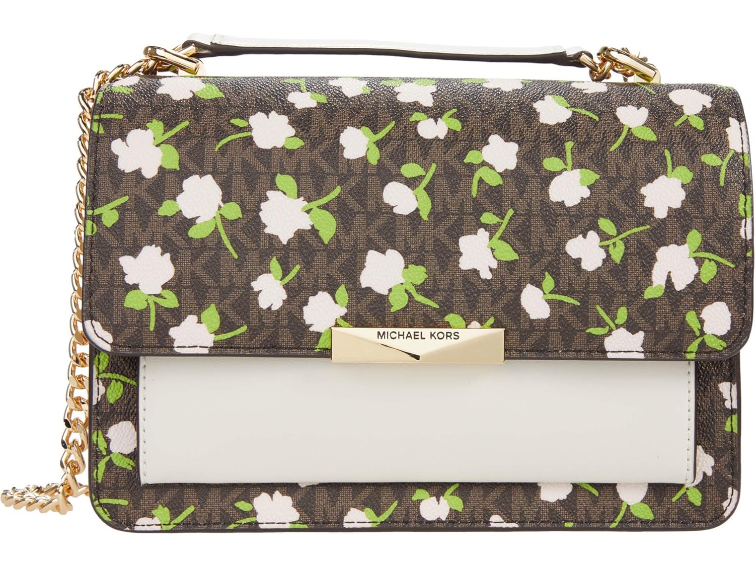 Buy Michael Kors Jade Large Gusset Shoulder Brown Multi One Size at