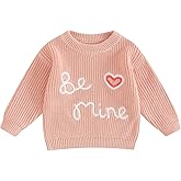 Honganda Cute Infant Baby Girl Cable Knit Oversized Sweater Heart Letter Embroidery Pullovers Jumpers Top for Valentine's Day