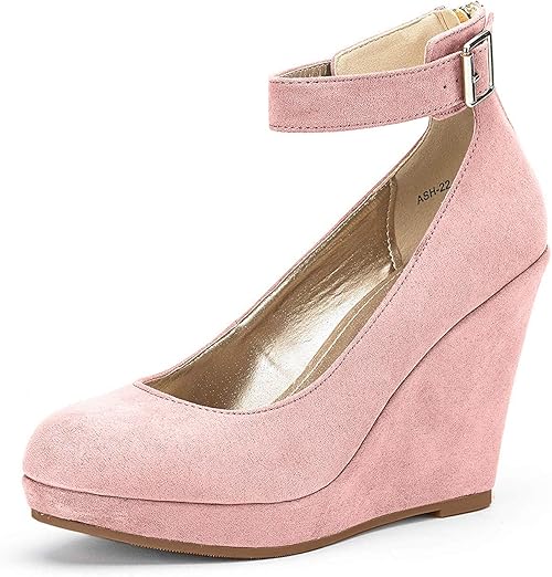 Amazon.com | DREAM PAIRS Women'sAsh-22 Pink Mary Jane Round Toe Platform Fashion Wedges Pumps 