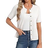 GRACE KARIN Short Sleeve Cardigans for Women, Lightweight Spring Cardigans 2026, Button Up Sweaters with Pockets