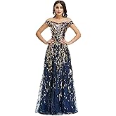 Engerla Women Sequins A line Evening Dress Sexy Off Shoulder Prom Dress 2020 Fashion Celebrity Pageant Gowns