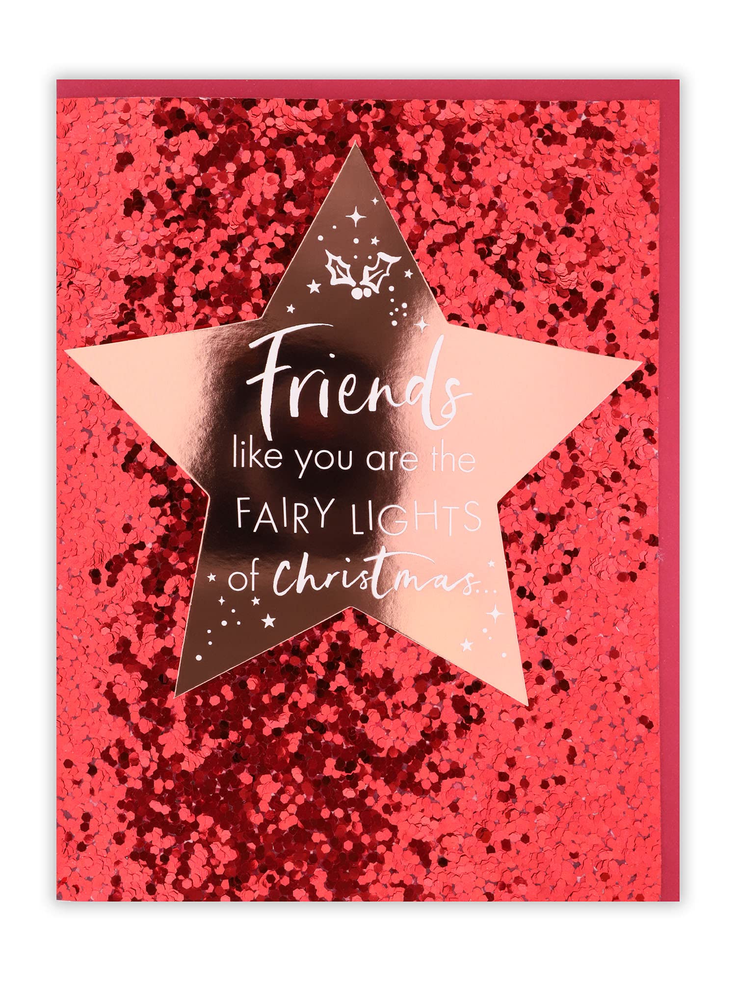Clintons: Large Star Foil Star Friend Christmas Card, Christmas Card for Friends, General Christmas Cards, Single Christmas Card, Luxury Christmas Card for friends, Xmas Card for a Friend