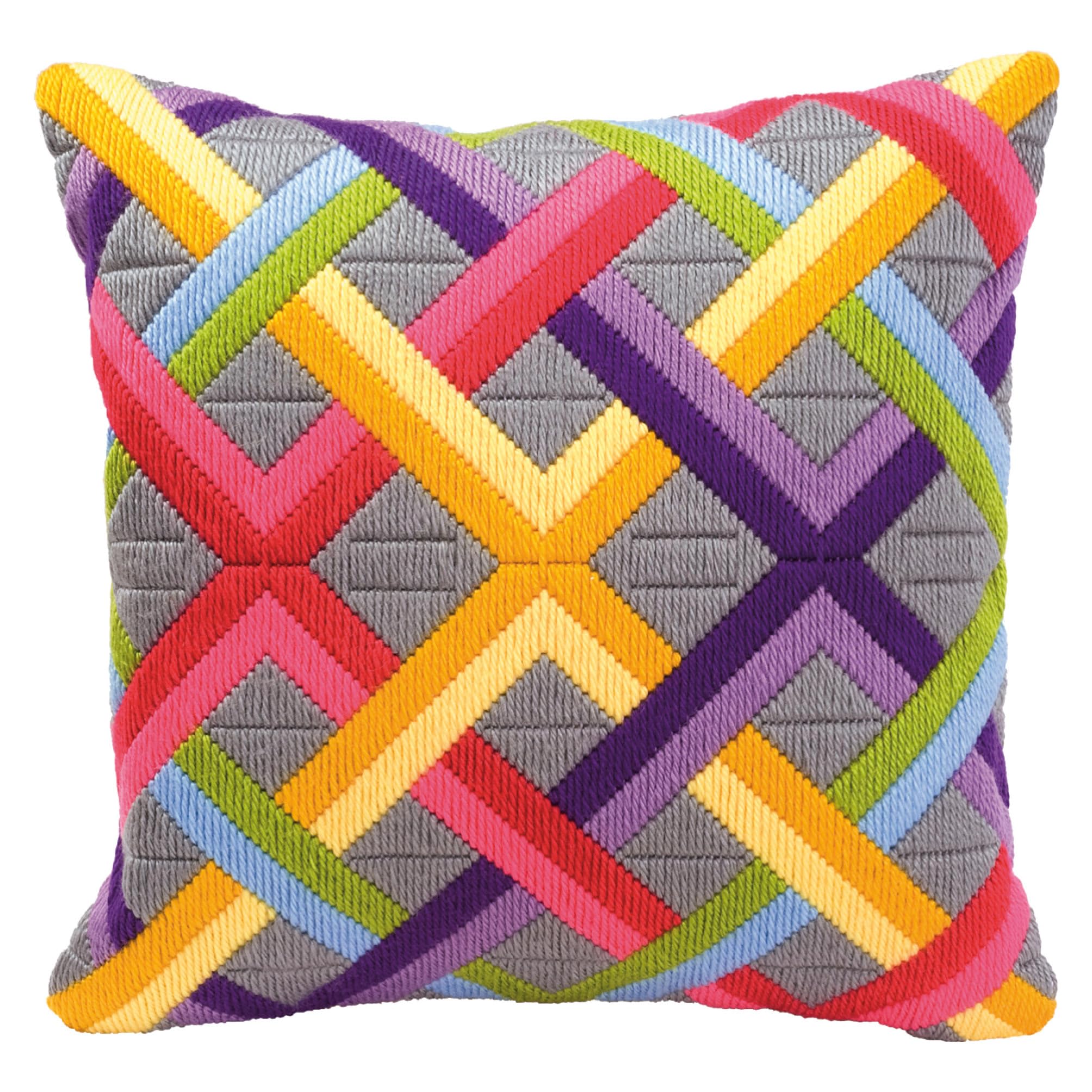 Vervaco Bold Geometric Style Long Stitch Cushion Kit 1, Multi-Colour