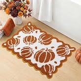 ORTIGIA 20x32 Fall Pumpkin Bath Mat with Scallop Non Slip Autumn Bath Rug | Quick Dry Absorbent Soft Plush Microfiber Bathmat for Bathroom Floor Carpet for Sink Bedroom