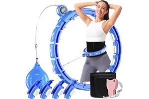 Cozylady Smart Weighted Workout Hoop for Adult Weight Loss,Waist Fitness Circle with Ball, Silent Hoop with 20 Adjustable Links,Exercise Belt & Measuring Ruler-Abs Exercise Equipment for Home