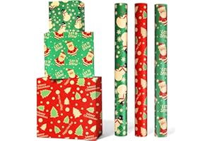 ENFANTRY Christmas Wrapping paper Rolls,3 Rolls Red and Green Xmas Wrapping Paper, Gift Wrapping Paper Christmas Bundle,Xmas 