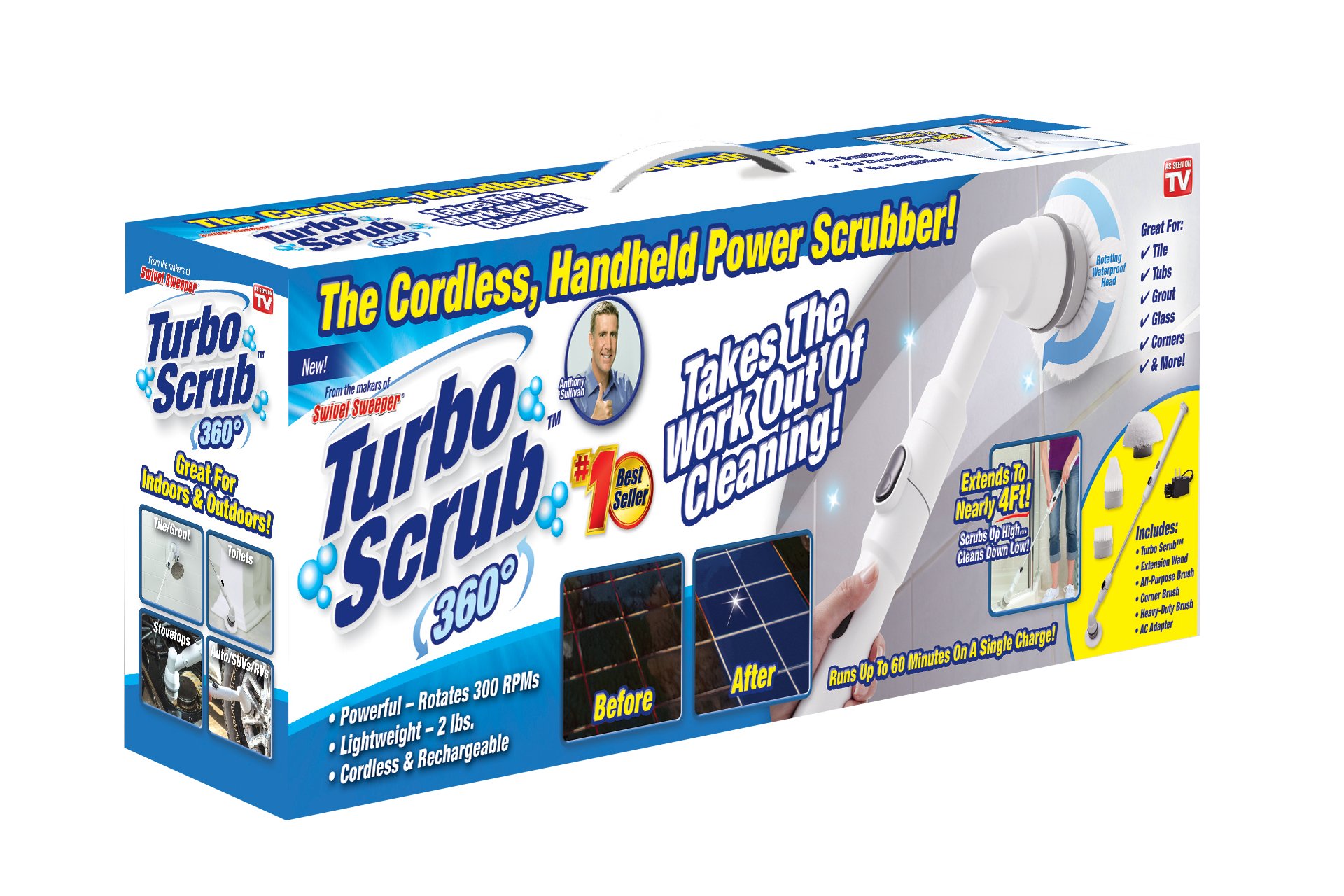 Buy Turbo Scrub 360 Turbo Scrub360 Cordless, Rechargeable Floor Scrubber and Tile Cleaning