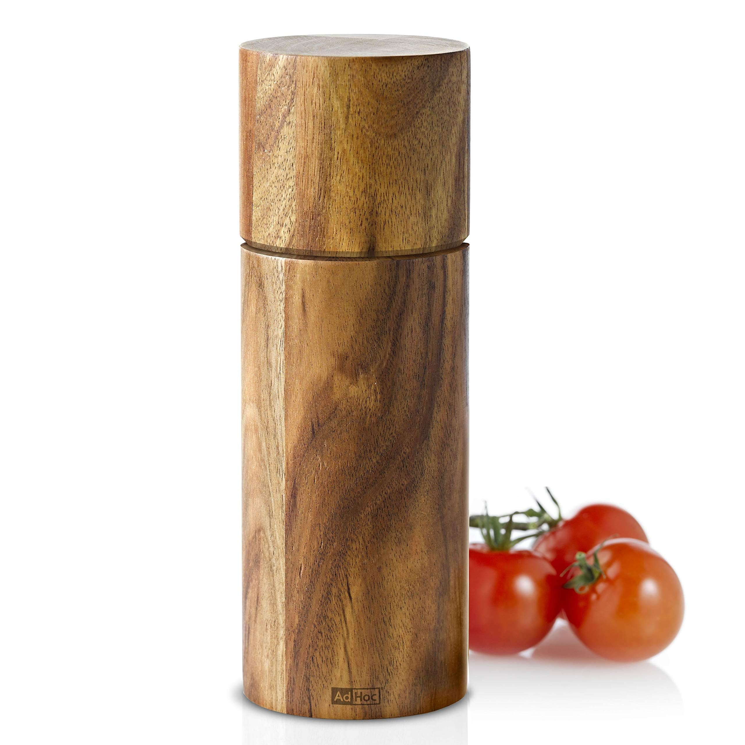 AdHoc MP75 ACACIA Salt or Pepper Mill | Acacia Wood | CeraCut Ceramic Grinder | (H) 170 mm x (D) 60 mm | Brown | Includes 1 x Mill