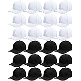 Handepo 24 Pcs Blank Baseball Cap Adjustable Back Strap Plain Blank Camouflage Hat Unisex Baseball Cap for Trucker Men Women