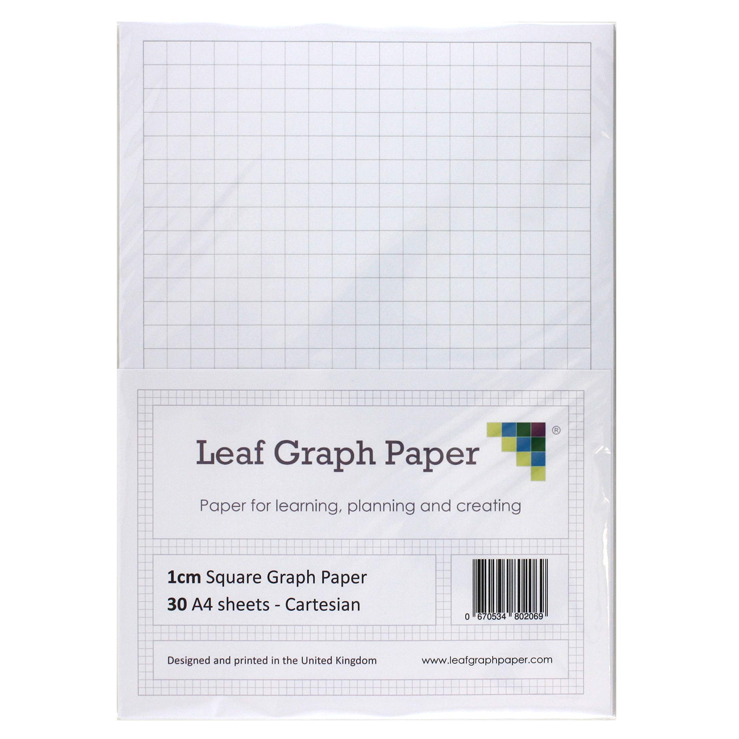 Leaf Graph A4 Graph Paper, 10mm (1cm) Squared Grid, 30 Leaf Pack, Lined for Mathematics and Science