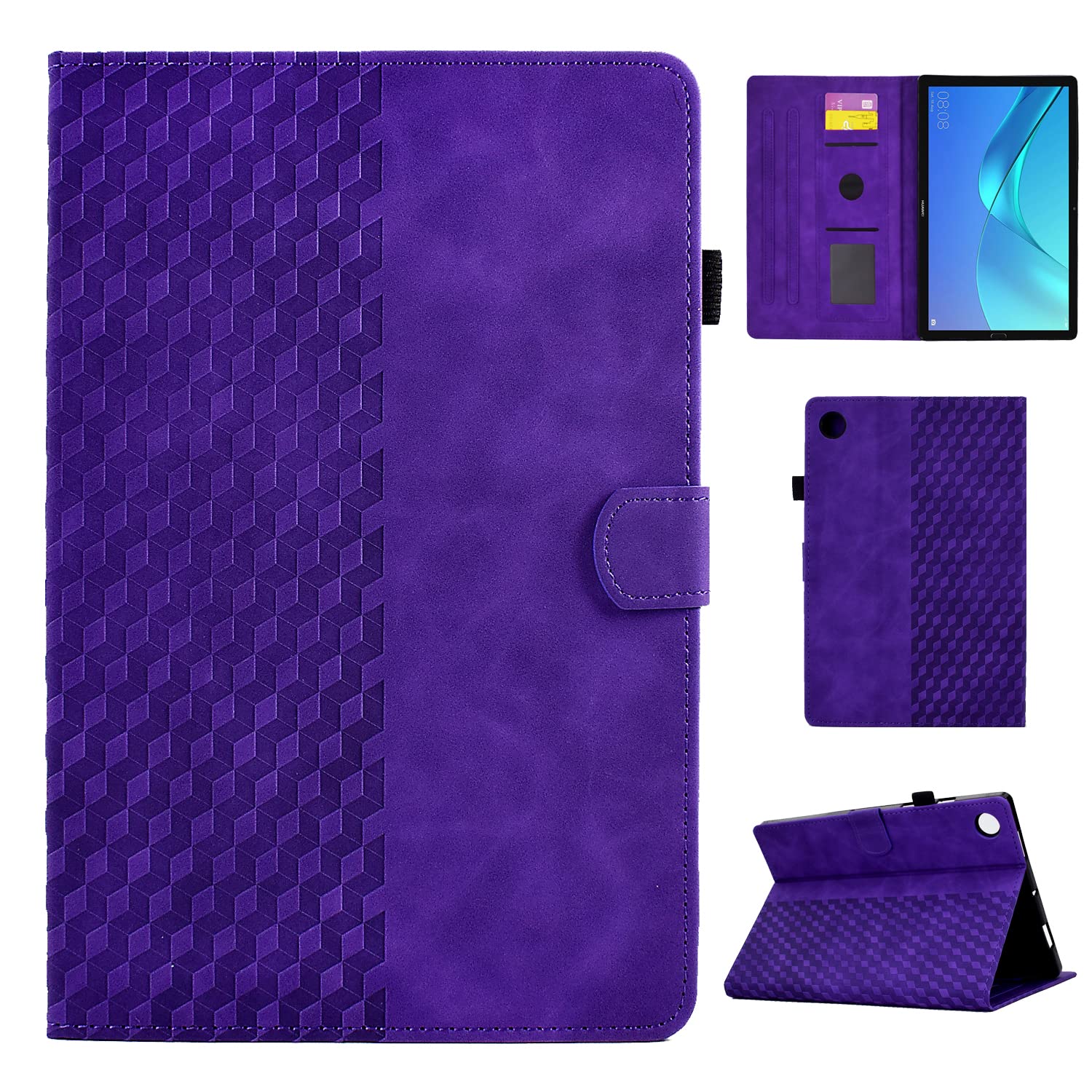 CASAFUNY Case for Huawei MediaPad M5/M5 Pro 10.8 Inch 2018, PU Leather Tablet Protective Case with Multi-Angle Stand, Purple