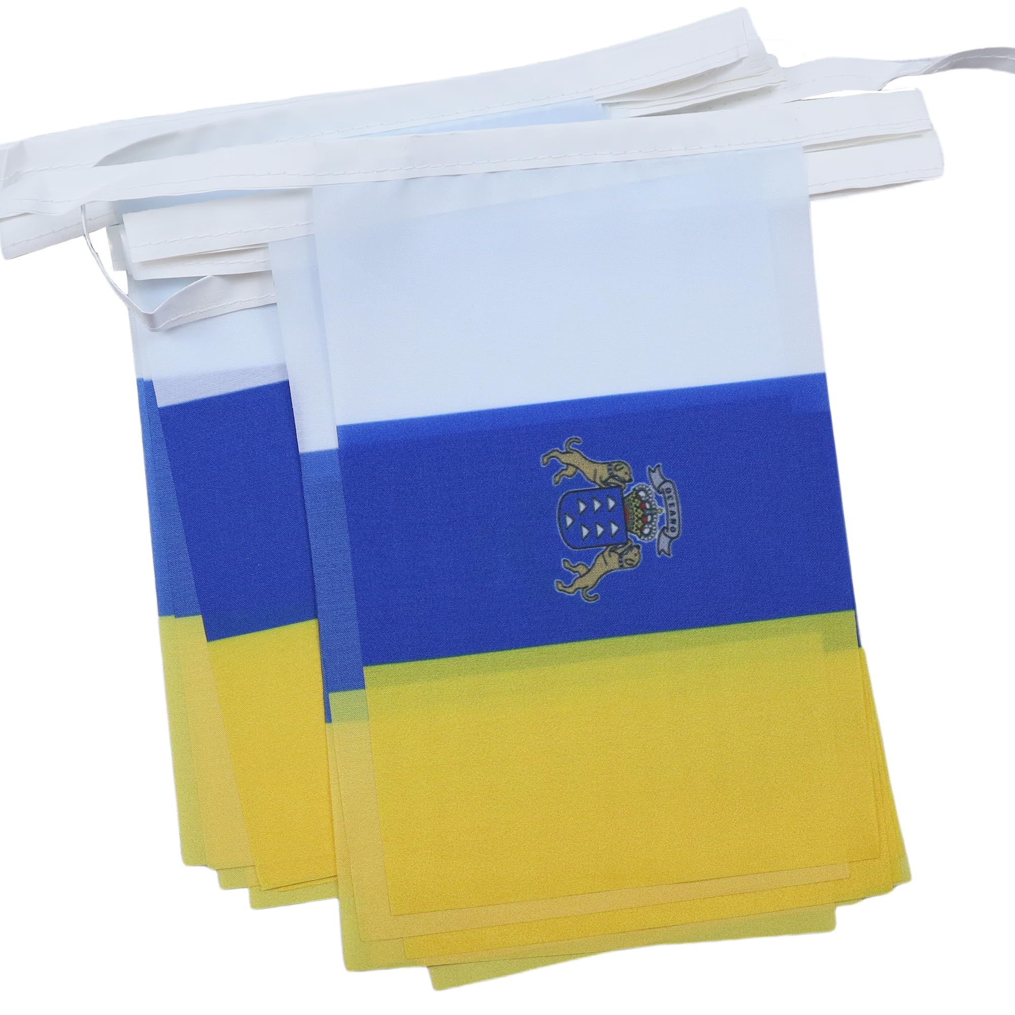 AZ FLAG Canary Islands Bunting Flag, 20 Ft Garland 20 Small Spanish region of Canarias Flags 8'' x 6'', 100% Polyester String Pennant, 6 meters — image 1