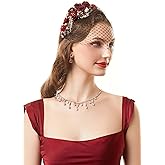 BABEYOND 1920s Fascinator Mesh Flower Pearl Veil Headband Bridal Wedding Tea Party Fascinator Veil for Women