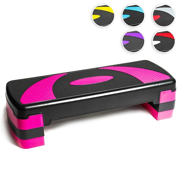 Adjustable Aerobic Stepper 78cm, 3 Levels (10/15/20cm 4''/6''/8