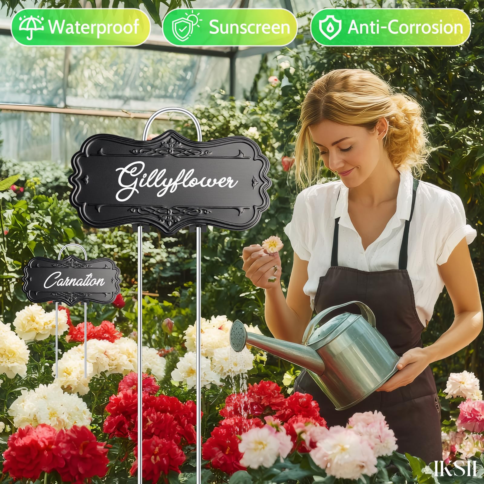 IKSII 30 Pack Metal Plant Tags,Waterproof Plant Labels Garden Tags for Plants Outdoor with 2 Pens,Larger Area 3.7