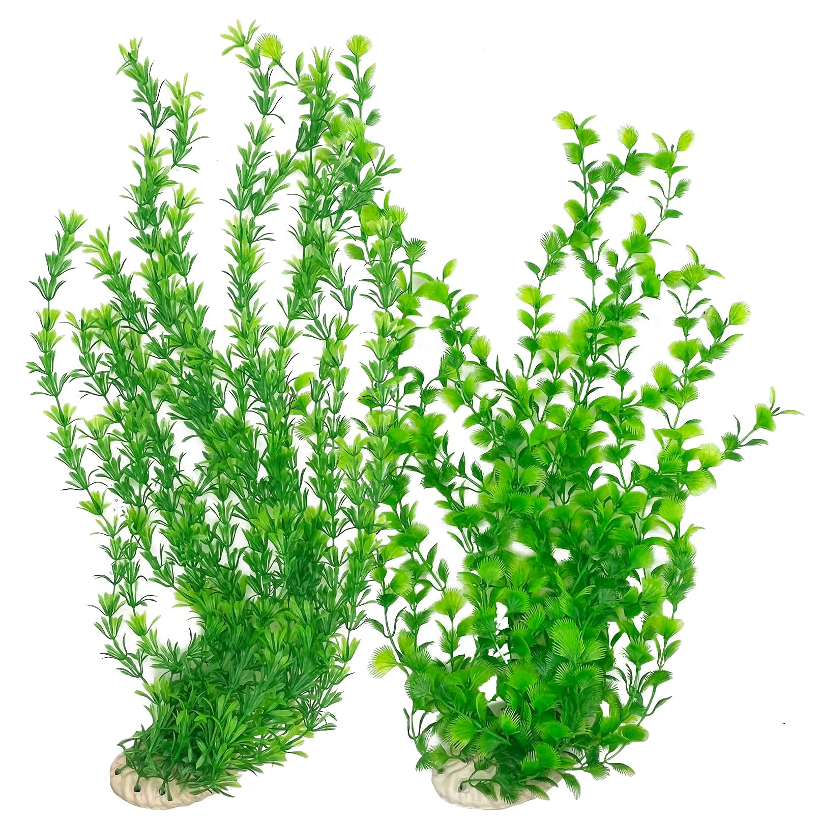 Photo 1 of Hamiledyi 23" Tall Aquarium Plastic Plants - 2 Pack Soft Fish Tank Decor, Artificial Green Grass Cluster for Aquariums, Safe Bendable Underwater Plants?Green Style B?