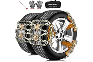 PRETTYQUEEN Tire Chains for Car/SUV/Pickup Trucks, 6 Pcs Snow Chains for Tire Width 225-285mm, Adjustable Universal Emergency Thickening Chains for Ice, Snow, Mud Road