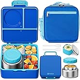 Fimibuke Bento lunch Box Set for Kids Adult with 8oz Insulated Food Jar, Lunch Bag & Sauce Cup, Leakproof Dishwasher Safe Toddler Lunch Food Container with 3-4 Compartment for School Girls Boys