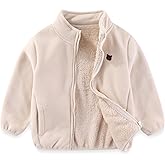 Toddler Kids Polar Fleece Jacket, Thickened Full-Zip Long Sleeve Warm Coats Outwear for Baby Boys Girls Autumn Spring Winter