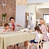 Deconovo Faux Linen Rectangle Table Cloth 59x59in Water Resistant Beige view 3