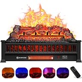 26" Electric Fireplace Logs Heater Insert with Remote Home Decor Christmas | 5 Flame Colors &amp; 5 Flame Speeds, Realistic Fake Fire place Logs Flame, Overheat Protection, 12 Timers, Thermostat, 1500W