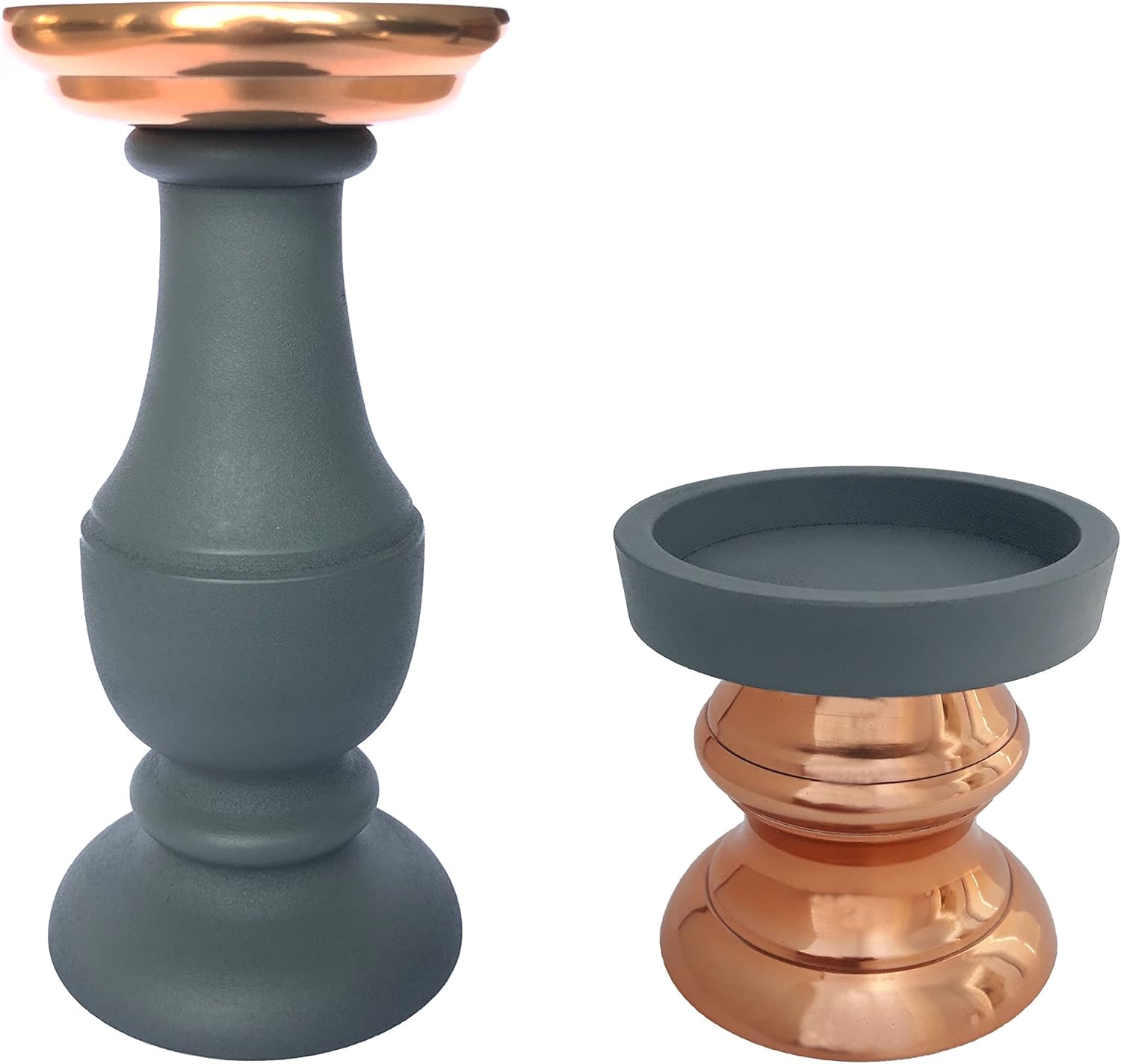 LIFKICH Kerzenhalter Keramik - Blau-Weiß, 10,5x9cm, Für Stumpenkerzen