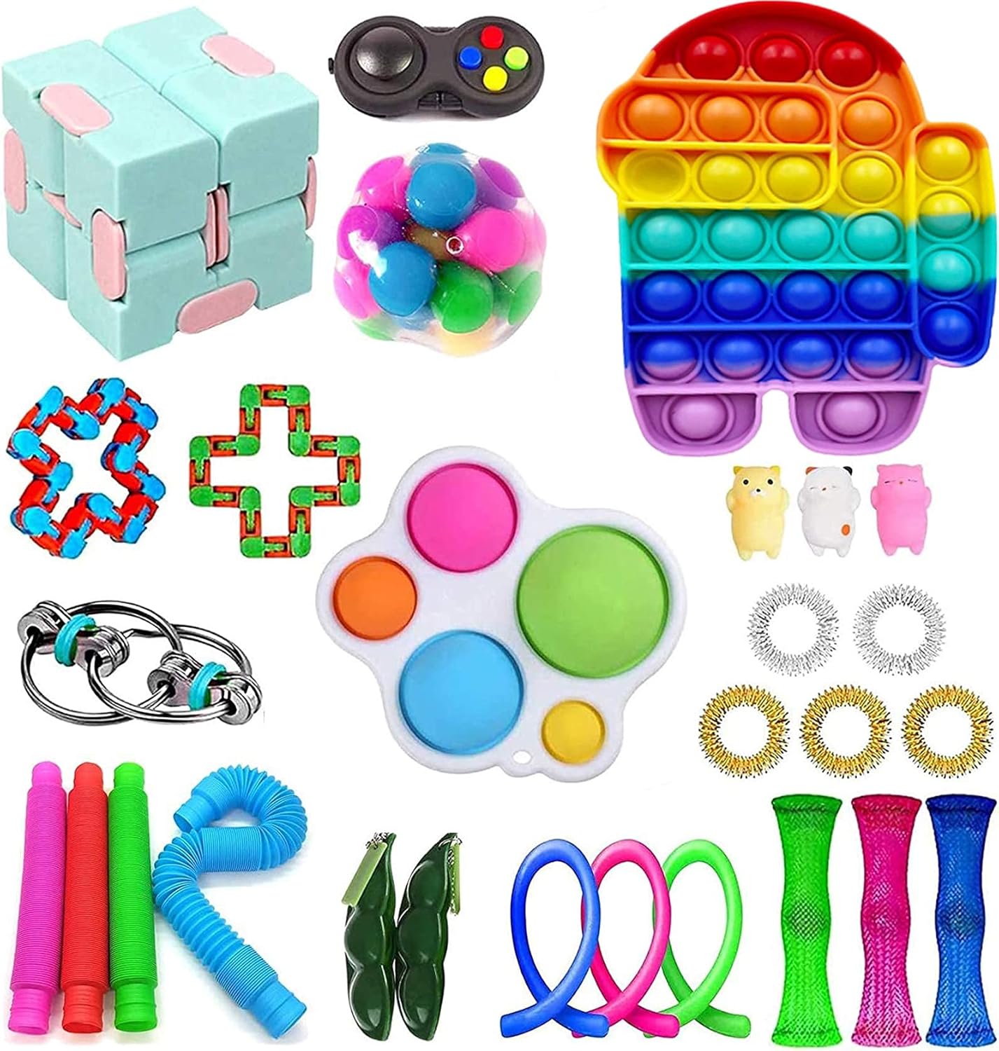 Amazon プッシュポップ バブル Fidget Toy スクイーズ おもちゃ ストレス解消 グッズ スクイーズ ブルーム おもちゃ ランキング 減圧グッズ 自閉症特別支援 インテリジェンス発展 ストレス解消 セット 柔らかい 無害 洗える可能 大人 老人 親子 家族 子供用 誕生日や