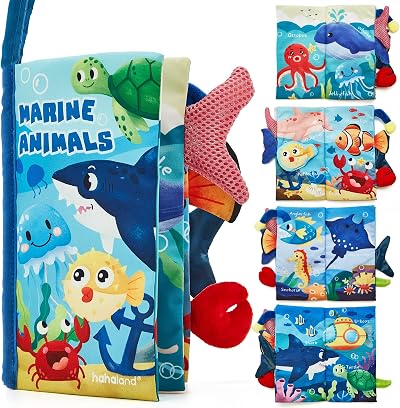 hahaland Baby Books 0-6 Months High Contrast Tummy Time Sensory Book 3D Tails