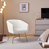 Yaheetech Boucle Tub Chair Modern Upholstered Armchair White view 6