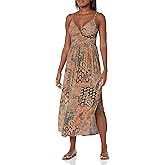 Angie Women's Printed Twist Front Keyhole Maxi Dress