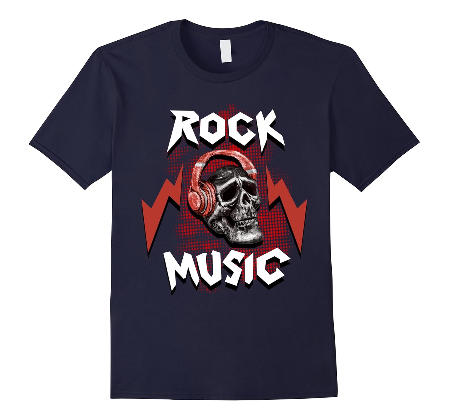 Rock Music, Skull Profile, Headphones, Funny Gift T-Shirt-Rose