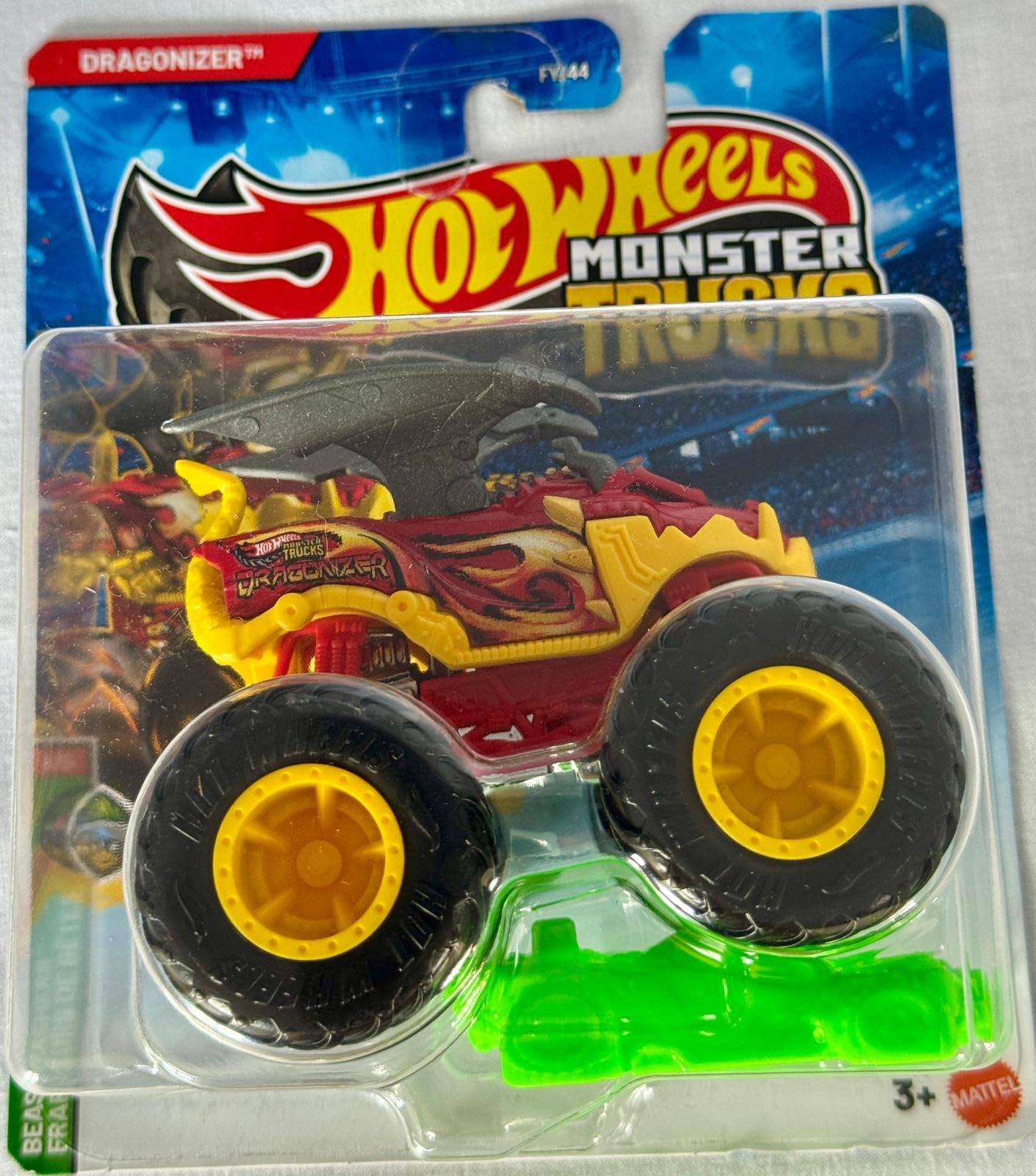 Hot Wheels Monster Trucks Diecast Vehicle, 1:64 Scale, 2025 Collection (Dragonizer Beast Bashers 4/6)