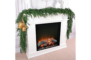 Rowfad 2 Pcs 9 Ft Artificial Norfolk Pine Garlands, Realistic Christmas Pine Garland Faux Winter Greenery for Holiday Table Centerpiece, Mantel, Wall, Indoor, Outdoor Christmas Decor (2, 9 Ft)